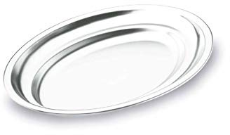 LACOR 61825 Buffet - Tablett, oval 25 x 17 cm | Aus lebensmittelechtem Edelstahl gefertigt; hohe Korrosionsbeständigkeit und Haltbarkeit im täglichen Gebrauch