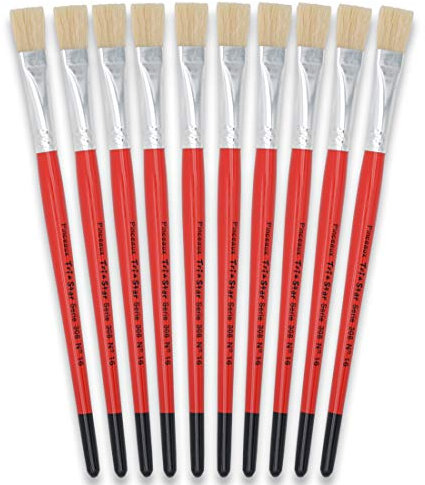 Tristar Série 308 Lot de 10 Brosses plates en soie de porc n°16 Rouge