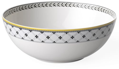 Villeroy & Boch Audun Ferme Salad Bowl, 7.75 in, Premium Porcelain, Made in Germany, White/Gray/Yellow