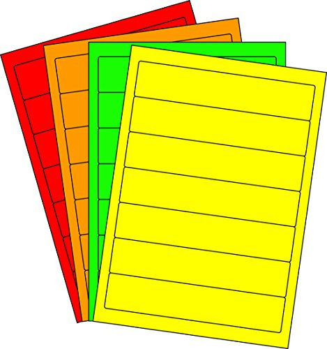 MADE IN GERMANY 280 Etiketten selbstklebend farbig sortiert (NEON-/LEUCHTFARBEN) 38 x 190 mm Rückenetiketten für schmale Ordner auf Bogen A4 (40 Bögen x 7 Etik.) CS Label