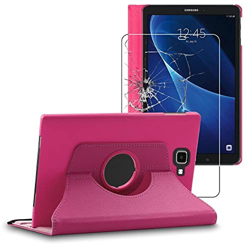 ebestStar - Coque pour Samsung Galaxy Tab A6 A 10.1 (2018, 2016) T580 T585, Etui Rotatif 360, Housse Protection PU Cuir, Rose + Verre Trempé
