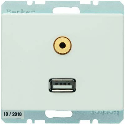 Hager Arsys – Toma USB 3.5 mm Audio Polar White Brightness