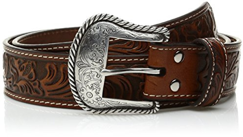 Nocona Men's Floral Embose Western Bucle, Tan, 42