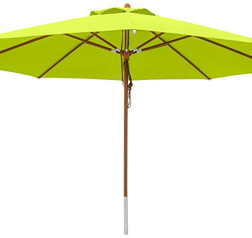 anndora® Sonnenschirm Marktschirm Holz Gartenschirm ø 4 m rund - mit Winddach Apfelgrün/Limette