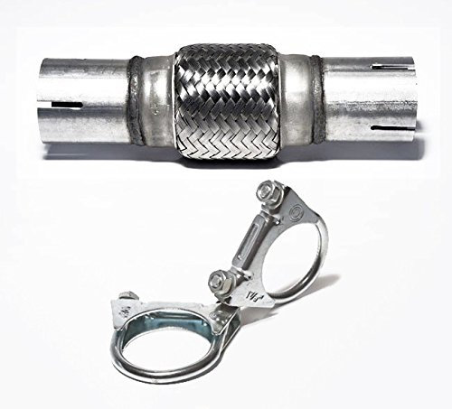 Adaptateur Flexible D'échappement Tresse Inox Ø45x48mm L 210mm + 2 Colliers