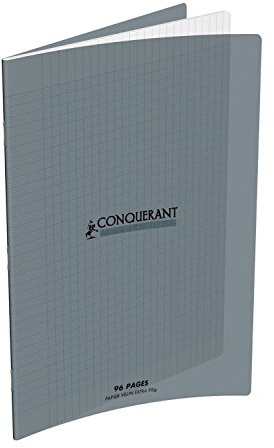 CONQUÉRANT Lot de 3 Cahiers Polypro 240 x 320 mm séyès Grands carreaux Gris