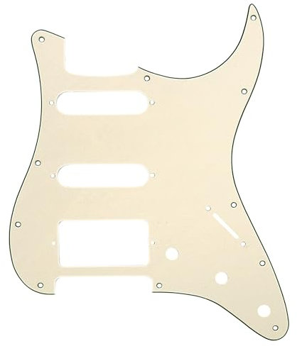 Musiclily HSS 11 Löcher Strat Schlagbrett Pickguard für Fender American/Mexican Standard Stratocaster Modern Style E-Gitarre,3 lagig Crème
