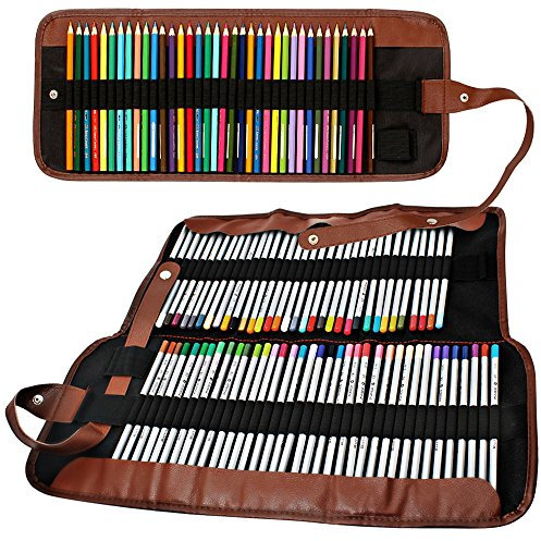 Senhai Farbige Bleistifte Organizer, 48 Slot + 72 Slot-Leinwand-Bleistift-Beutel/Wrap aufrollbare Tasche für Schule, Büro, Reisen