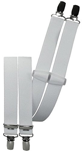 Harrys-Collection Herren Hosenträger mit 4 Clips 9 Farben lieferbar 25 mm breit, Farbe:weiss