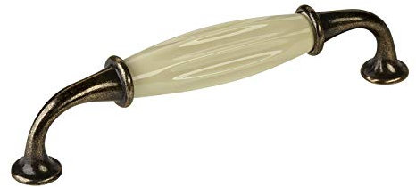 SOTECH Porzellangriff META Möbelgriff Porzellan Cremeweiß Bronze Finish BA 128 mm