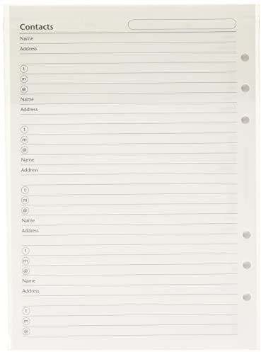 Filofax Refill Insert Name Adresse und Telefonnummer A5 Ref 340206
