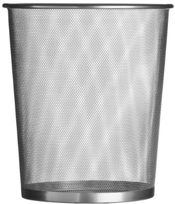Large Waste Paper Basket Bin Silver in Mesh Design - Great for Office, Work, Home Use
