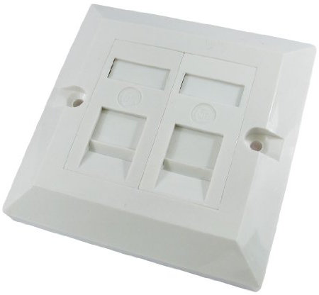 World of Data CAT5e Single Socket Double Port Faceplate - Socket - RJ45 - Ethernet - Network - Face Plate Module