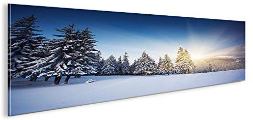 islandburner Bild Bilder auf Leinwand Winterlandschaft Alpen Berge Schnee Panorama XXL Poster Leinwandbild Wandbild Dekoartikel Wohnzimmer Marke