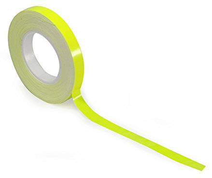 Striscia riflettente per cerchi di auto, moto e biciclette. Include nastro adesivo da 7 mm con applicatore, rotolo da 6 metri. - Amarillo Fluor