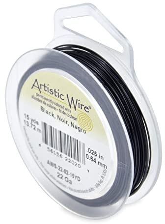 Artistic Wire Tarnish Resistant Colored Copper Craft Wire, Black, 22 Gauge / .64 mm