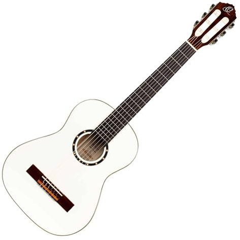 Ortega Guitars 1/2 Konzert Gitarre – Family Series – Inklusive Gig Bag – Fichte, Mahagoni, Weiß (R121-1/2WH)