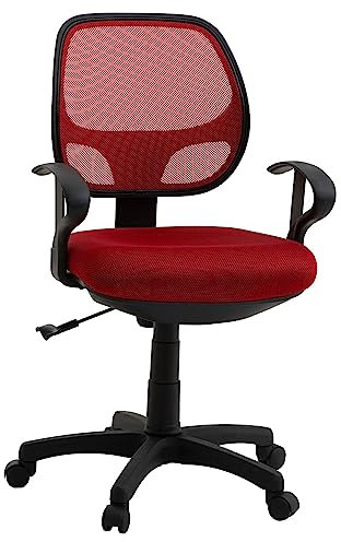 IDIMEX Kinderdrehstuhl COOL höhenverstellbar & Schwenkfunktion Rot mit bequemen Armlehnen und Wippmechanik [max. Belastbarkeit 100 kg]