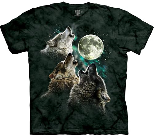 The Mountain - Herren-T-Shirt mit DREI Wolf, Mond, Größe: 4XL