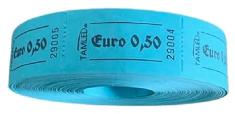 TAMLED Bonrolle Euro 0,50 1 Rolle mit 1000 perforierten Abrissen fortlaufend nummeriert Gastromarken Festival Getränke Verpflegung Events Firmenveranstaltung Volksfest Verein Wertmarke