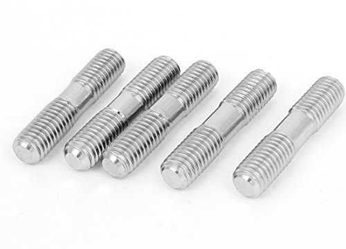 sourcing map sourcing map M8 x 40mm Doppelendschraube A2 Edelstahl Doppelendgewindebolzen (5er Pack)