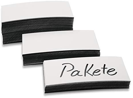magnetoplan Magnet-Etiketten, 100 Stück | BxHxT 100x30x0,6mm | Weiße Magnetplatten | Beschreibbare Magnetschilder | Magnetetiketten für Regale & Lager | Haftkraft 30 g/cm²