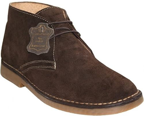 German Wear Herren Handmade Schnürstiefeletten, Dunkelbraunes Echtes Rindsleder, Stylisches & Elegantes Design