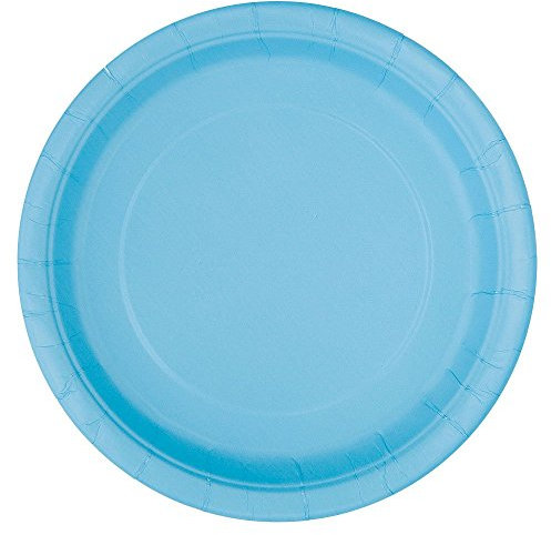 Solid Powder Blue Round Paper Dinner Plates (22cm) 8 Count - Sturdy & Elegant for Parties and Events