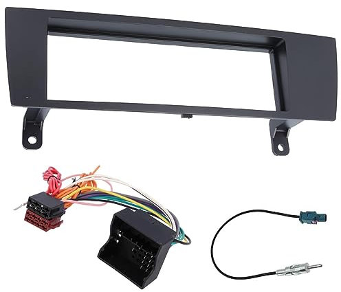 Sound-way Single DIN Car Radio Frame Installation Kit, 1 DIN Front Panel Frame, ISO Connector Cable, Antenna Adapter, compatible with BMW 1 and 3 series, X1, Z4