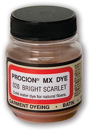 Jacquard Procion MX Tie Dye Powder Bright Scarlet, 2/3 Ounce Jar for Fabric and Clothing | Permanent and Washfast