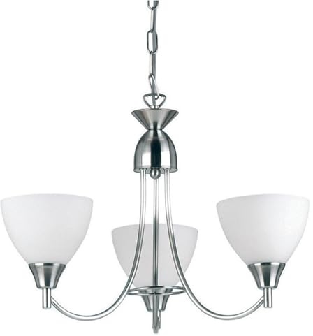 Endon Alton Classic Satin Chrome E14 Dimmable 3 Light Pendant Semi Flush Ceiling Light