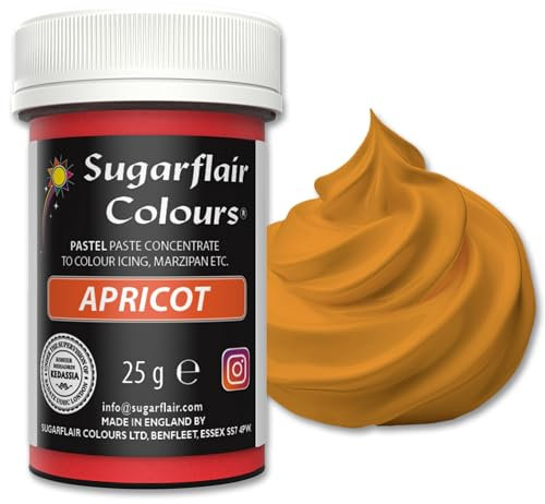 Sugarflair Food Colouring Paste Apricot, Pastel Highly Concentrated Food Colouring for Buttercream, Sugar Paste, Royal Icing, Cake Decorations and More! Vibrant Colour Food Dye! - 25g