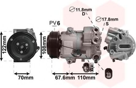 Van Wezel 3700 K605 Compresor, aire acondicionado