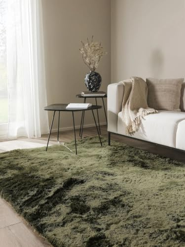 benuta Nest Hochflorteppich Whisper - Grün 160x230 cm - Kuschelig Weicher Teppich für Schlaf- und Wohnzimmer - Pflegeleicht - Fußbodenheizung Geeignet
