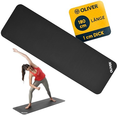 Oliver – rutschfeste Sportmatte quergerillt – Yogamatte für Pilates, Gymnastik & Fitness – hautfreundlich & feuchtigkeitsabweisend – Gymnastikmatte Fitnessmatte (180 x 60 x 1 cm | Anthrazit)