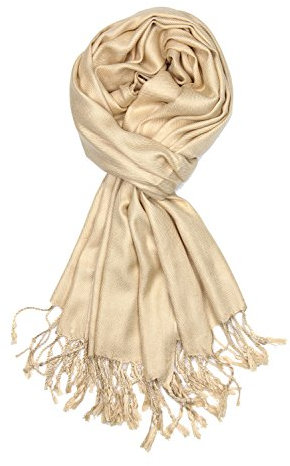 Achillea Großer, weicher, seidiger Pashmina-Schal in einfarbigen Farben, Elfenbein, 27 W x 78 L