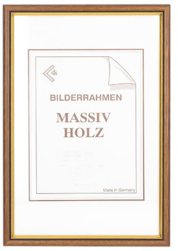 Neumann Bilderrahmen Holzrahmen Madison, 13 x 18 cm, Nussbaum mit Goldkante
