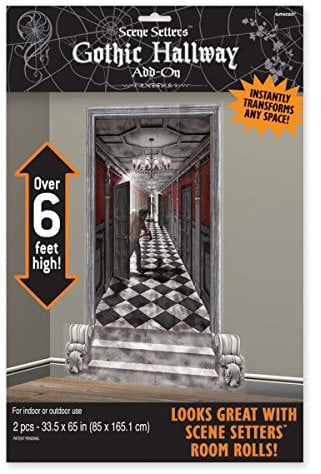 Amscan 673031 - Wanddekoration Gothic Hallway, Größe 165 x 85 cm, Wanddekoration, Wandtattoo, Mottoparty, Halloween