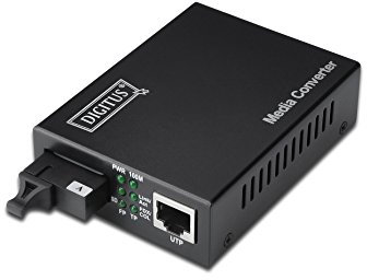 DIGITUS WDM Medienkonverter - Singlemode - Gbit Ethernet - RJ45 / SC - BiDi - Tx1310nm / Rx1550nm - Bis 20 km - Schwarz