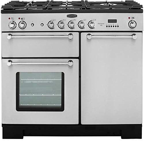 Rangemaster Kitchener KCH100DFFSS/C 100cm Dual Fuel Range Cooker - Stainless Steel / Chrome