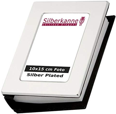 SILBERKANNE Fotoalbum rechteckig glatt poliert 10x15 cm Premium Silber Plated edel versilbert in Top Verarbeitung