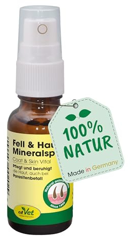 cdVet Naturprodukte Fell & Haut Mineralspray 20 ml - Hund, Pferd - Pflegemittel - Parasitenbefall - pflegt + beruhigt die Haut - Schuppen + trockene Hautpartien + glanzlosem Fell - Reinigung -, 202