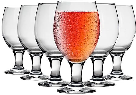 LAV 6x Clear 400ml Misket Craft Beer Glasses - Large Tulip Shaped Lager Ale Cider Drinking Pint Glass Goblet Cup Set with Stem