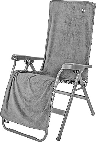 Bo-Camp Frottee Sitz Auflage Hochlehner Kissen Bezug Garten Camping Klapp Stuhl Grau