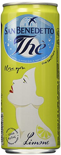 San Benedetto, Thè Freddo al Limone, Confezione da 24 Lattine da 330 ml, Bevanda Dissetante Analcolica, Gusto Fruttato, in Lattina, Senza Conservanti e Coloranti