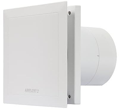 Airflow QT120HT Extractor Fan with Adjustable Humidity & Timer - 125mm/5 Duct - German Made, QuietMark Certified 32 dB, Energy Efficient 10/13W, 2-Speed Operation Upto 47 l/s, 3-Year Warranty