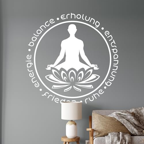 GRAZDesign Wandtattoo Yoga Ruhe Erholung Wellness Wandaufkleber Wand Aufkleber - 57x57cm / 010 weiss