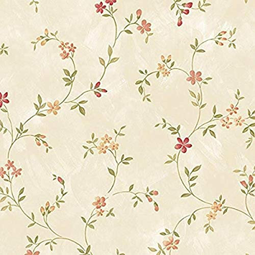 Norwall NWKE29907 Chesapeake Floral Trail Textured Wallpaper, Red/Cream
