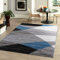 VIMODA Teppich Geometrisches Muster Meliert in Blau Grau Weiß Schwarz Kurzflor Wohnzimmer, Maße:80 x 150 cm