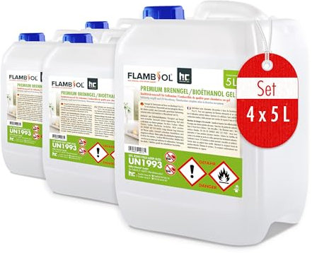 4 x 5 L FLAMBIOL® Premium Bioéthanol en Gel